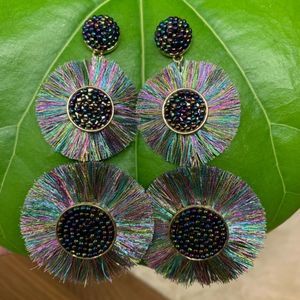 BaubleBar Multicolor Fringe Disc Tiered Earrings